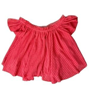 Free People Beach Coral/Pink Off-The Shoulder Crop Top Size Small